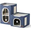 imageBedsure Cat Beds for Indoor Cats  Large Cat Cave for Pet Cat House with Fluffy Ball Hanging and Scratch Pad Foldable Cat Hideaway 165x165x13 inches Loden GreenBlue