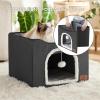 imageBedsure Cat Beds for Indoor Cats  Large Cat Cave for Pet Cat House with Fluffy Ball Hanging and Scratch Pad Foldable Cat Hideaway 165x165x13 inches Loden GreenDark Grey