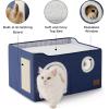imageBedsure Cat Beds for Indoor Cats  Large Cat Cave for Pet Cat House with Fluffy Ball Hanging and Scratch Pad Foldable Cat Hideaway 165x165x13 inches Loden GreenBlue