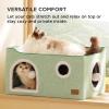 imageBedsure Cat Beds for Indoor Cats  Large Cat Cave for Pet Cat House with Fluffy Ball Hanging and Scratch Pad Foldable Cat Hideaway 165x165x13 inches Loden GreenGreen
