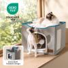 imageBedsure Cat Beds for Indoor Cats  Large Cat Cave for Pet Cat House with Fluffy Ball Hanging and Scratch Pad Foldable Cat Hideaway 165x165x13 inches Loden GreenGrey