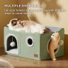 imageBedsure Cat Beds for Indoor Cats  Large Cat Cave for Pet Cat House with Fluffy Ball Hanging and Scratch Pad Foldable Cat Hideaway 165x165x13 inches Loden GreenGreen