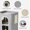 imageBedsure Cat Beds for Indoor Cats  Large Cat Cave for Pet Cat House with Fluffy Ball Hanging and Scratch Pad Foldable Cat Hideaway 165x165x13 inches Loden GreenGrey