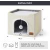 imageBedsure Cat Beds for Indoor Cats  Large Cat Cave for Pet Cat House with Fluffy Ball Hanging and Scratch Pad Foldable Cat Hideaway 165x165x13 inches Loden GreenIvory
