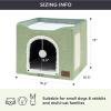 imageBedsure Cat Beds for Indoor Cats  Large Cat Cave for Pet Cat House with Fluffy Ball Hanging and Scratch Pad Foldable Cat Hideaway 165x165x13 inches Loden GreenGreen