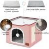 imageBedsure Cat Beds for Indoor Cats  Large Cat Cave for Pet Cat House with Fluffy Ball Hanging and Scratch Pad Foldable Cat Hideaway 165x165x13 inches Loden GreenPink