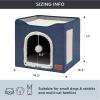 imageBedsure Cat Beds for Indoor Cats  Large Cat Cave for Pet Cat House with Fluffy Ball Hanging and Scratch Pad Foldable Cat Hideaway 165x165x13 inches Loden GreenBlue