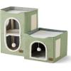 imageBedsure Cat Beds for Indoor Cats  Large Cat Cave for Pet Cat House with Fluffy Ball Hanging and Scratch Pad Foldable Cat Hideaway 165x165x13 inches Loden GreenGreen