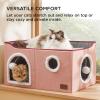 imageBedsure Cat Beds for Indoor Cats  Large Cat Cave for Pet Cat House with Fluffy Ball Hanging and Scratch Pad Foldable Cat Hideaway 165x165x13 inches Loden GreenPink