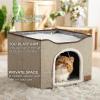 imageBedsure Cat Beds for Indoor Cats  Large Cat Cave for Pet Cat House with Fluffy Ball Hanging and Scratch Pad Foldable Cat Hideaway 165x165x13 inches Loden GreenBrown