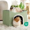 imageBedsure Cat Beds for Indoor Cats  Large Cat Cave for Pet Cat House with Fluffy Ball Hanging and Scratch Pad Foldable Cat Hideaway 165x165x13 inches Loden GreenGreen