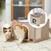 imageBedsure Cat Beds for Indoor Cats  Large Cat Cave for Pet Cat House with Fluffy Ball Hanging and Scratch Pad Foldable Cat Hideaway 165x165x13 inches Loden GreenBrown
