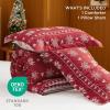 imageBedsure Christmas Comforter Set Queen  Christmas Bed Set with Festival Forest Soft Bedding for Holiday 3 Pieces 1 Soft Trees Printed Comforter and 2 Pillow Shams02  Red Snowflake