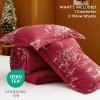 imageBedsure Christmas Comforter Set Queen  Christmas Bed Set with Festival Forest Soft Bedding for Holiday 3 Pieces 1 Soft Trees Printed Comforter and 2 Pillow Shams06  Red Forest