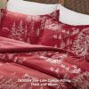 imageBedsure Christmas Comforter Set Queen  Christmas Bed Set with Festival Forest Soft Bedding for Holiday 3 Pieces 1 Soft Trees Printed Comforter and 2 Pillow Shams06  Red Forest