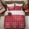 imageBedsure Christmas Comforter Set Queen  Christmas Bed Set with Festival Forest Soft Bedding for Holiday 3 Pieces 1 Soft Trees Printed Comforter and 2 Pillow Shams02  Red Snowflake