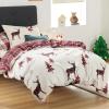 imageBedsure Christmas Duvet Cover Queen  Holiday Bedding Collection with a Festive Pattern Includes 1 Duvet Cover and 2 Pillow Shams Queen Gift Design01  Reindeer No Comforter