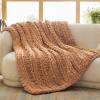 imageBedsure Chunky Knit Throw Blanket for Couch  100 Hand Knitted 506 lbs GentleSoft Blanket with Giant Chenille Yarn for Bed Living Room Home Decor Thick and Cozy Grey 50x60 Inches00  Orange