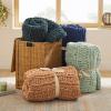 imageBedsure Chunky Knit Throw Blanket for Couch  100 Hand Knitted 506 lbs GentleSoft Blanket with Giant Chenille Yarn for Bed Living Room Home Decor Thick and Cozy Grey 50x60 Inches00  Orange