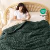 imageBedsure Chunky Knit Throw Blanket for Couch  100 Hand Knitted 506 lbs GentleSoft Blanket with Giant Chenille Yarn for Bed Living Room Home Decor Thick and Cozy Grey 50x60 Inches06  Dark Green
