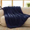 imageBedsure Chunky Knit Throw Blanket for Couch  100 Hand Knitted 506 lbs GentleSoft Blanket with Giant Chenille Yarn for Bed Living Room Home Decor Thick and Cozy Grey 50x60 Inches04  Navy