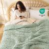 imageBedsure Chunky Knit Throw Blanket for Couch  100 Hand Knitted 506 lbs GentleSoft Blanket with Giant Chenille Yarn for Bed Living Room Home Decor Thick and Cozy Grey 50x60 Inches05  Sage Green