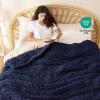 imageBedsure Chunky Knit Throw Blanket for Couch  100 Hand Knitted 506 lbs GentleSoft Blanket with Giant Chenille Yarn for Bed Living Room Home Decor Thick and Cozy Grey 50x60 Inches04  Navy