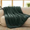 imageBedsure Chunky Knit Throw Blanket for Couch  100 Hand Knitted 506 lbs GentleSoft Blanket with Giant Chenille Yarn for Bed Living Room Home Decor Thick and Cozy Grey 50x60 Inches06  Dark Green