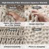 imageBedsure Chunky Knit Throw Blanket for Couch  100 Hand Knitted 506 lbs GentleSoft Blanket with Giant Chenille Yarn for Bed Living Room Home Decor Thick and Cozy Grey 50x60 Inches01  Linen Beige