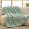 imageBedsure Chunky Knit Throw Blanket for Couch  100 Hand Knitted 506 lbs GentleSoft Blanket with Giant Chenille Yarn for Bed Living Room Home Decor Thick and Cozy Grey 50x60 Inches05  Sage Green