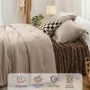 imageBedsure Comforter Queen Size 5 Pieces  Queen Size Comforter Set with Checkered Throw Blanket and Decorative Pillow Lightweiget Bedding All Season Bedding Sets Linen Beige04  Light Camel