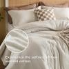 imageBedsure Comforter Queen Size 5 Pieces  Queen Size Comforter Set with Checkered Throw Blanket and Decorative Pillow Lightweiget Bedding All Season Bedding Sets Linen Beige01  Linen Plaid