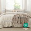 imageBedsure Comforter Queen Size 5 Pieces  Queen Size Comforter Set with Checkered Throw Blanket and Decorative Pillow Lightweiget Bedding All Season Bedding Sets Linen Beige01  Linen Plaid