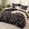 imageBedsure Comforter Set Queen Size  Cute Floral Bedding Comforter Set 3 Pieces 1 Soft Reversible Sage Green Botanical Flowers Comforter and 2 Pillow Shams03  Black