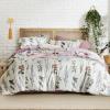 imageBedsure Comforter Set Queen Size  Cute Floral Bedding Comforter Set 3 Pieces 1 Soft Reversible Sage Green Botanical Flowers Comforter and 2 Pillow Shams01  Coconut White