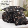 imageBedsure Comforter Set Queen Size  Cute Floral Bedding Comforter Set 3 Pieces 1 Soft Reversible Sage Green Botanical Flowers Comforter and 2 Pillow Shams03  Black