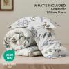 imageBedsure Comforter Set Queen Size  Cute Floral Bedding Comforter Set 3 Pieces 1 Soft Reversible Sage Green Botanical Flowers Comforter and 2 Pillow Shams01  Coconut White