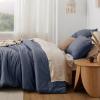 imageBedsure Comforter Set Queen Size Grayish Olive Green  Cotton Fabric with Microfiber Inner Fill Queen Comforter Set for All Seasons 3 Pieces 1 Comforter 90quotx90quot and 2 Pillow Cases 20quotx26quot10  Denim Blue