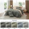 imageBedsure Comforter Set Queen Size Grayish Olive Green  Cotton Fabric with Microfiber Inner Fill Queen Comforter Set for All Seasons 3 Pieces 1 Comforter 90quotx90quot and 2 Pillow Cases 20quotx26quot01  Grayish Olive Green