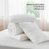 imageBedsure Comforter Set Queen Size Grayish Olive Green  Cotton Fabric with Microfiber Inner Fill Queen Comforter Set for All Seasons 3 Pieces 1 Comforter 90quotx90quot and 2 Pillow Cases 20quotx26quot07  White