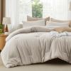 imageBedsure Comforter Set Queen Size Grayish Olive Green  Cotton Fabric with Microfiber Inner Fill Queen Comforter Set for All Seasons 3 Pieces 1 Comforter 90quotx90quot and 2 Pillow Cases 20quotx26quot03  Linen Color