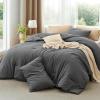 imageBedsure Comforter Set Queen Size Grayish Olive Green  Cotton Fabric with Microfiber Inner Fill Queen Comforter Set for All Seasons 3 Pieces 1 Comforter 90quotx90quot and 2 Pillow Cases 20quotx26quot02  Dark Grey