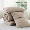 imageBedsure Comforter Set Queen Size Grayish Olive Green  Cotton Fabric with Microfiber Inner Fill Queen Comforter Set for All Seasons 3 Pieces 1 Comforter 90quotx90quot and 2 Pillow Cases 20quotx26quot05  Taupe