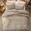 imageBedsure Comforter Set Queen Size Grayish Olive Green  Cotton Fabric with Microfiber Inner Fill Queen Comforter Set for All Seasons 3 Pieces 1 Comforter 90quotx90quot and 2 Pillow Cases 20quotx26quot05  Taupe
