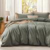 imageBedsure Comforter Set Queen Size Grayish Olive Green  Cotton Fabric with Microfiber Inner Fill Queen Comforter Set for All Seasons 3 Pieces 1 Comforter 90quotx90quot and 2 Pillow Cases 20quotx26quot01  Grayish Olive Green