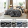 imageBedsure Comforter Set Queen Size Grayish Olive Green  Cotton Fabric with Microfiber Inner Fill Queen Comforter Set for All Seasons 3 Pieces 1 Comforter 90quotx90quot and 2 Pillow Cases 20quotx26quot02  Dark Grey