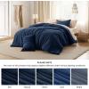 imageBedsure Comforter Set Queen Size Grayish Olive Green  Cotton Fabric with Microfiber Inner Fill Queen Comforter Set for All Seasons 3 Pieces 1 Comforter 90quotx90quot and 2 Pillow Cases 20quotx26quot11  Navy