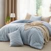 imageBedsure Comforter Set Queen Size Grayish Olive Green  Cotton Fabric with Microfiber Inner Fill Queen Comforter Set for All Seasons 3 Pieces 1 Comforter 90quotx90quot and 2 Pillow Cases 20quotx26quot04  Mineral Blue