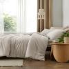 imageBedsure Comforter Set Queen Size Grayish Olive Green  Cotton Fabric with Microfiber Inner Fill Queen Comforter Set for All Seasons 3 Pieces 1 Comforter 90quotx90quot and 2 Pillow Cases 20quotx26quot03  Linen Color