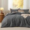 imageBedsure Comforter Set Queen Size Grayish Olive Green  Cotton Fabric with Microfiber Inner Fill Queen Comforter Set for All Seasons 3 Pieces 1 Comforter 90quotx90quot and 2 Pillow Cases 20quotx26quot02  Dark Grey